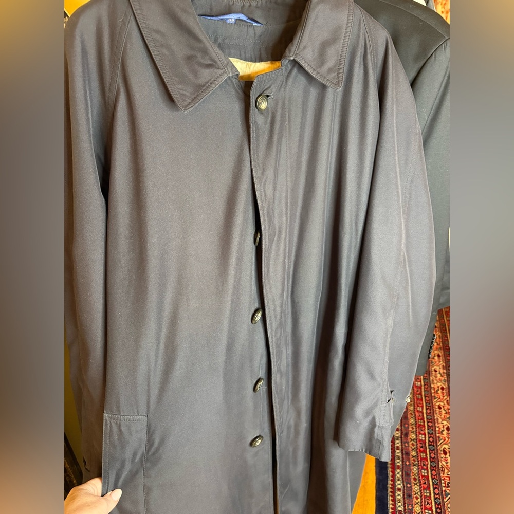 Bloomingdale’s for Men Vintage Black Trench Coat Zip-out Wool Lining 42S - Picture 5 of 15